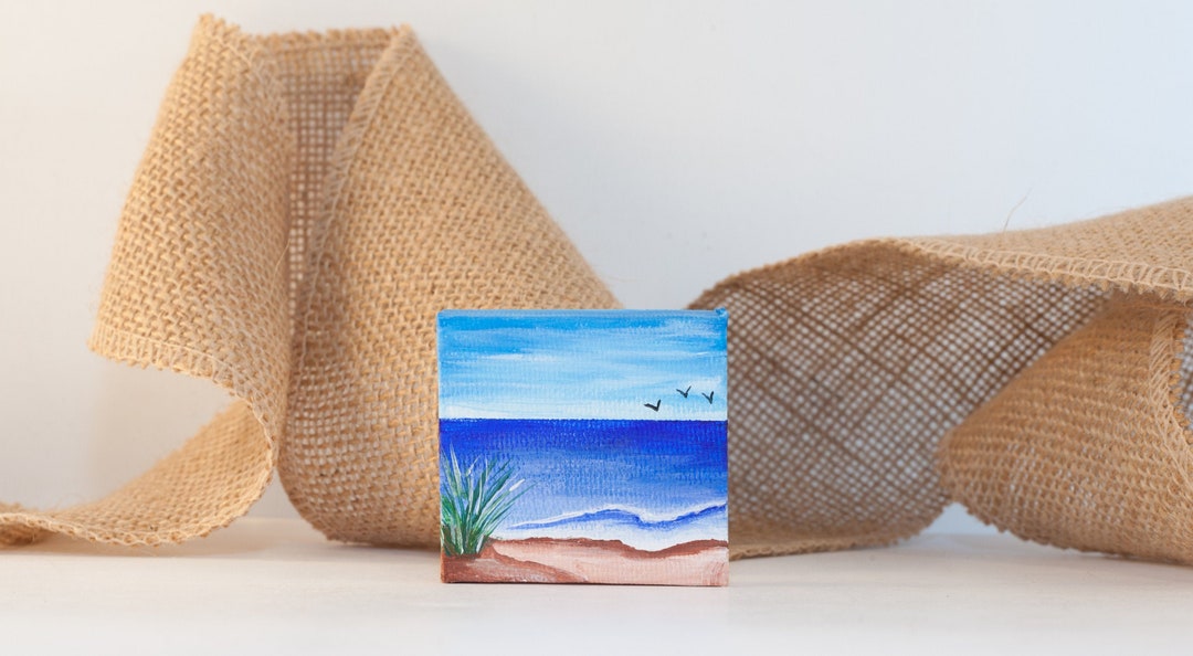 Mini Canvas Ocean Original Acrylic Tiny Painting Etsy