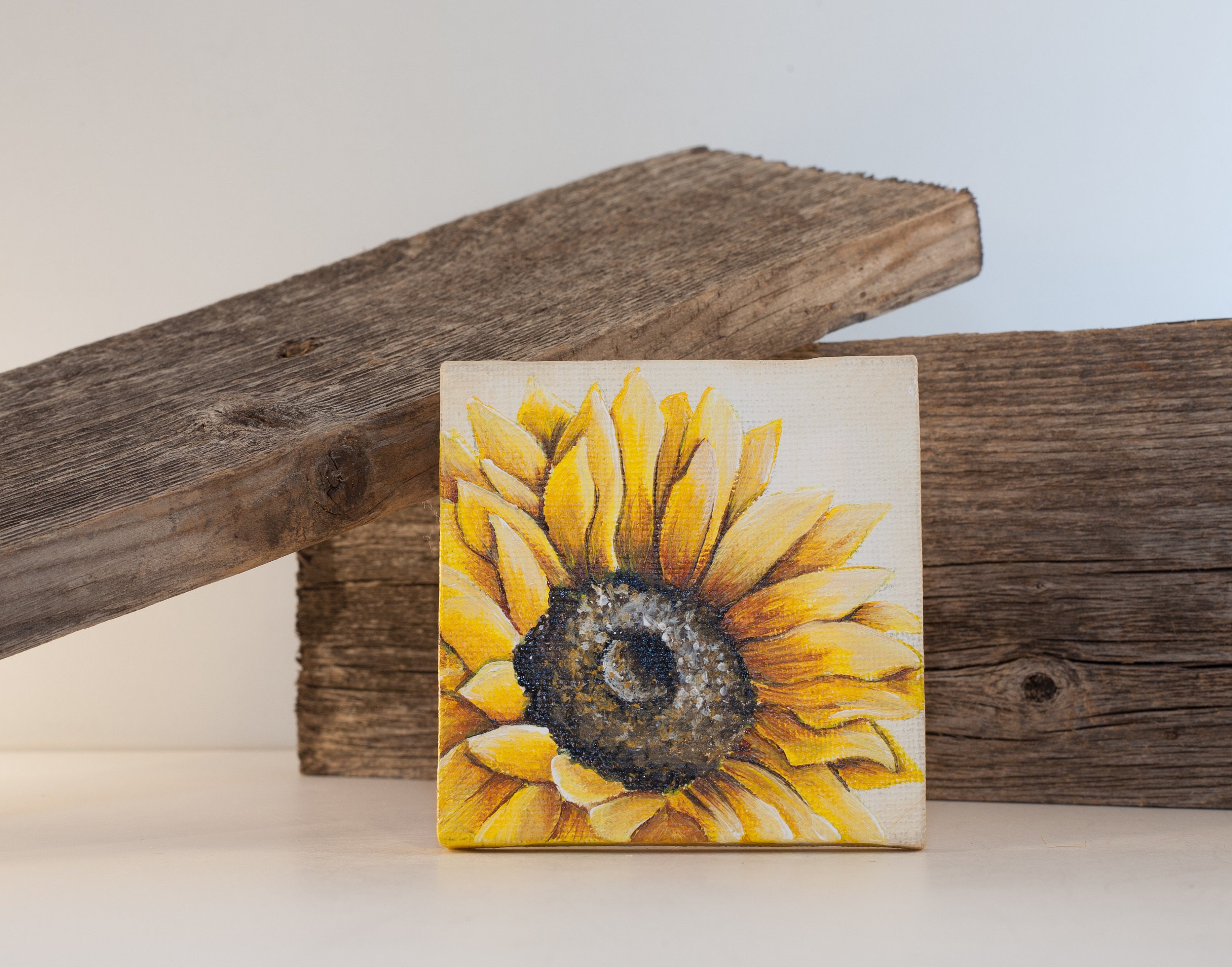 Sunflower Painting Mini Canvas with easel, Sunflower Gifts by Nisha Gh –  Nisha Fine Art