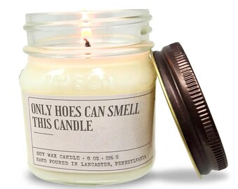 Only Hoes Can Smell This Candle – Funny Soy Candle Gift, 8oz Scented Candle, Funny Gift for Friends, Adult Humor Candle