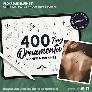400 petits tampons pour tatouage ornemental : jeu de pinceaux Procreate