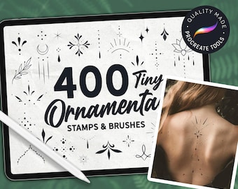 400 Tiny Ornamental Tattoo Stamps: Procreate Brush Set