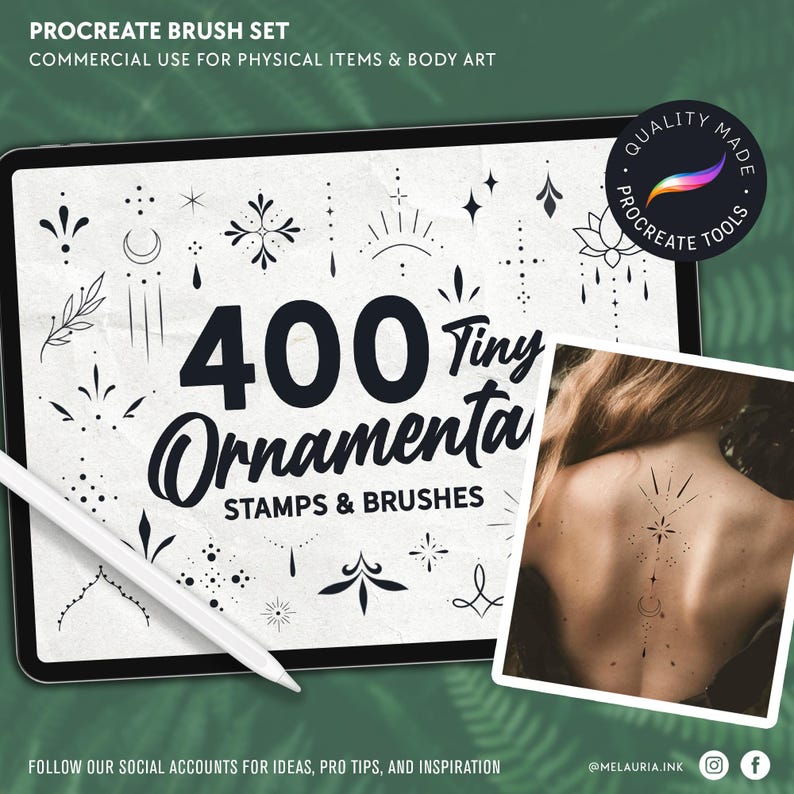 400 Tiny Ornamental Tattoo Stamps: Procreate Brush Set - Etsy