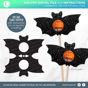 Czekoladowy nietoperz na babeczkę SVG Wytnij plik, DIY Mini na tort, Upominek na imprezę Halloween, Upiorny pojemnik Lindt Lindor, Prezent dla gospodyni wampira