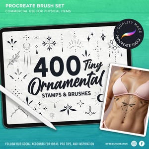 400 Procreate Ornamental Tiny Tattoo Stamp, Decorative Adornment Brush Set Bundle, Flash Tattoo, Decorative Stencils, Delicate ornament, art