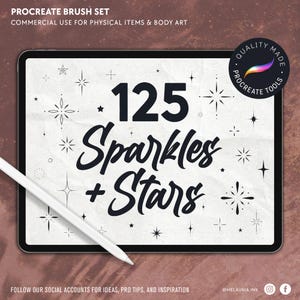 125 Sparkle Stars Procreate Stamps: Tattoo Stencil Brush Set