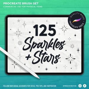 BIG BUNDLE, 125 Sparkle + Stars Procreate Stamps, Decorative Embellishments, Delicate Ornament Brush Set, Flash Tattoo, Boho Stencil, Cosmic