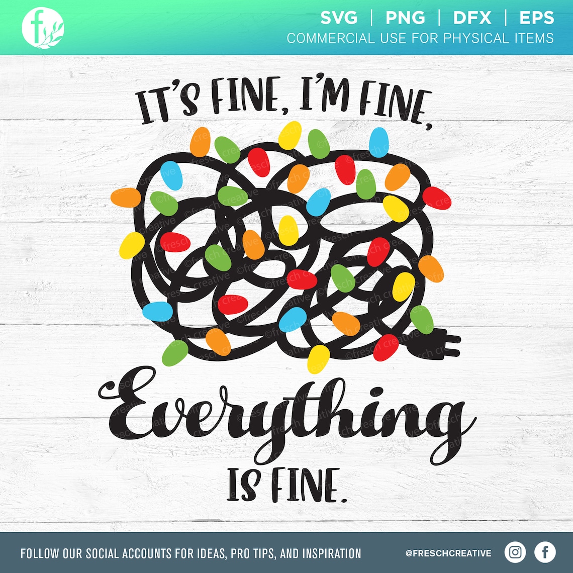 Tangled Christmas Lights SVG It's Fine I'm Fine Etsy