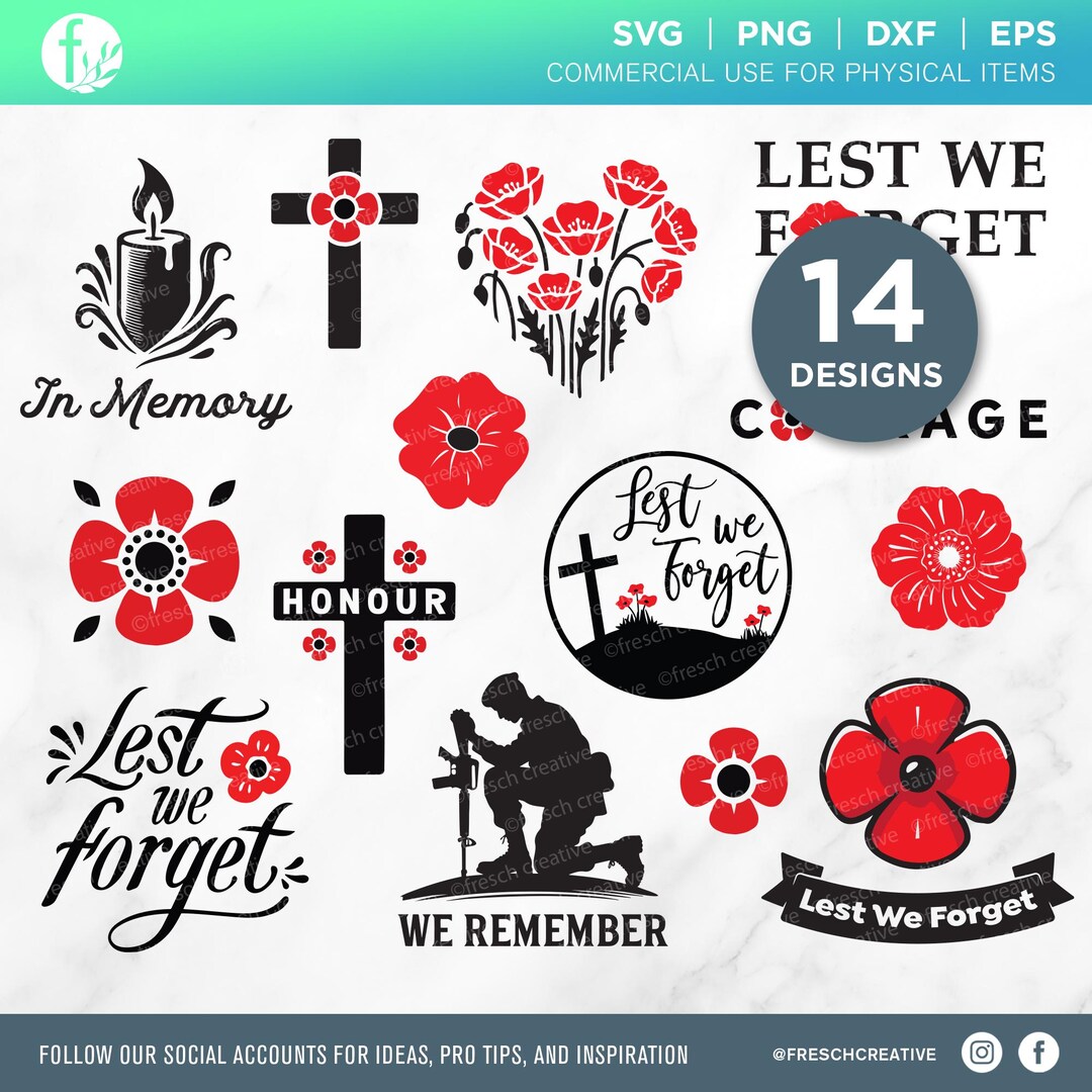 Memorial Day Poppy SVG Cut File Bundle: Remembrance Designs - Etsy