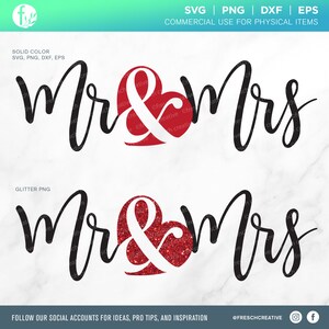 Mr. &Mrs.SVG Design Cut File, Wedding Sign Stencil voor Cricut, Glowforge Laser, Huwelijk PNG, Verloving, De heer en mevrouw Est teken, Koppels svg