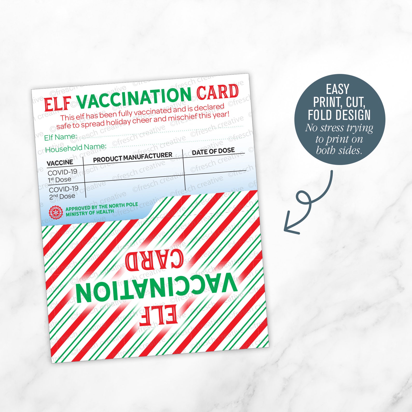 Printable Elf Vaccination Card Digital DIY Instant Download Etsy 