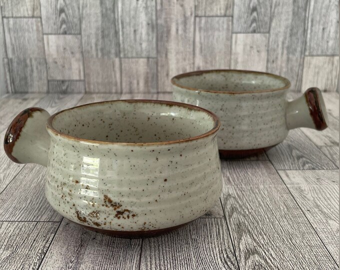 Stoneware Soup Mug With Handle Set of 2 Vintage Dinnerware Etsy