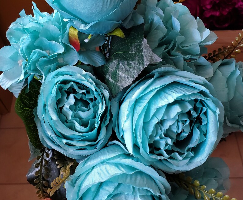 20'' Silk Cabbage Rose Bush Artificial Floral Bunch Etsy