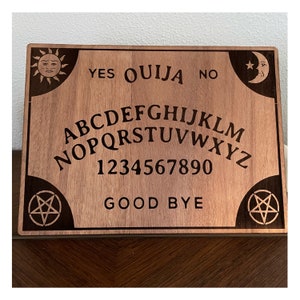 Planche de Ouija spiritisme Ouija board bois gravé et sa goutte