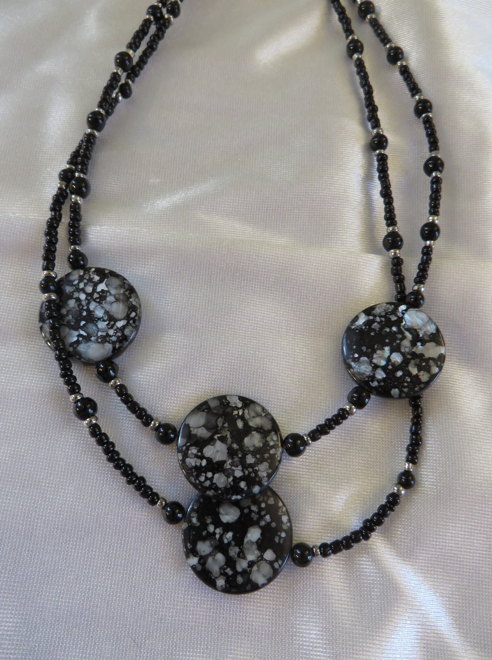 Black and White Accent Beads With Black Seed Beads - Etsy