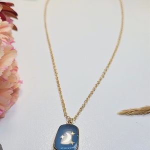 Moon and Star Pendant Necklace, Gold Crescent Moon and Stars Dainty Necklace, Celestial Jewelry, Lunar Jewelry, Half Moon Charm Gift for Her image 7