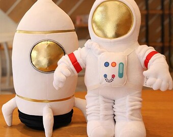 Storklings Astronaut Stuffed Plush Spaceman Soft Toy for Children in a orange and white space suit