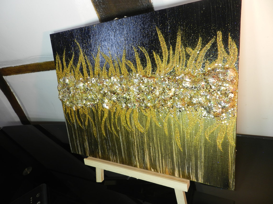 Original Painting Art Work Bling Wall Art Mixed Media Etsy