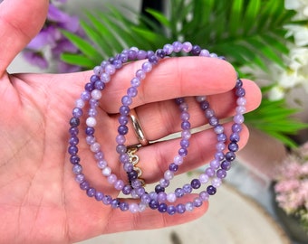 Genuine Lepidolite Bracelet | 4MM Beaded Lepidolite Crystal Bracelet | Crystal jewelry| Crystals for Anxiety | Gems and Minerals