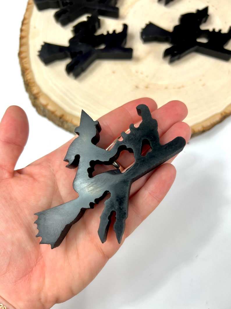 Obsidian Witch on Broom Carving Obsidian Carving Crystal Etsy