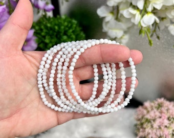 4MM White Moonstone Bracelet | 4MM Natural White Moonstone Bracelet | Crystal Jewelry | Gems and Minerals | Divine Feminine Energy