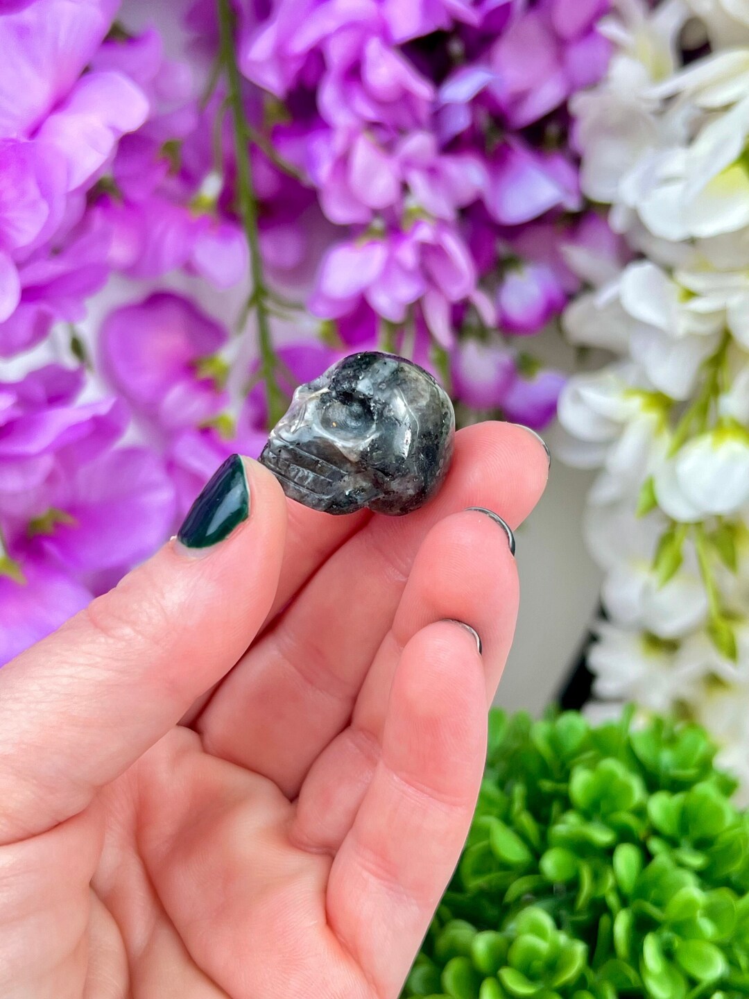 Mini Larvikite Skulls 1 Crystal Skull Carvings Base Chakra Mini Crystal