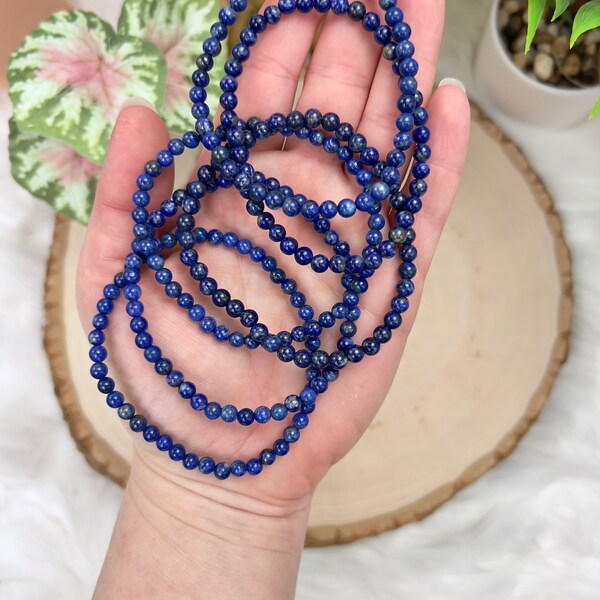 4MM Lapis Lazuli Bracelet: Third Eye & Throat Chakra Crystal Energy