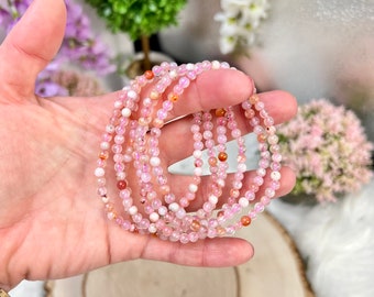 4MM Cherry Blossom Flower Agate Bracelet | Crystal Healing Bracelet | Flower Agate Bracelet