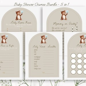 Baby Shower Games Bundle Nude Teddy Bear Theme Minimalistic - Etsy