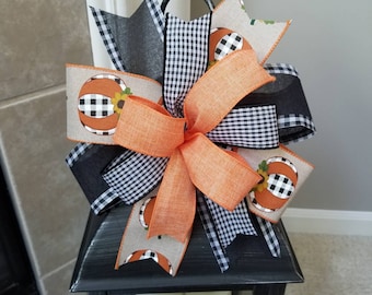 Fall Wreath Bow, Fall Lantern Bow, Pumpkin Bow, Farmhouse Bow, Lantern Bow, Decorative Bow, Door Hanger Bow, Mailbox Box, Fall Decor