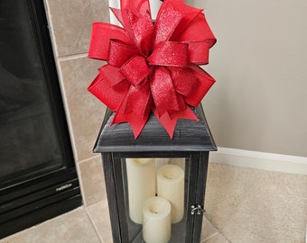 Christmas Wreath Bow, Red Christmas Bow, Lantern Bow, Christmas Tree Topper, Christmas Ribbon Bow, Decorative Bow, Christmas Decoration