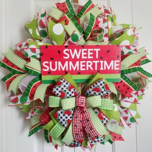 Watermelon Deco Mesh Summer Wreath, Front Door Decor