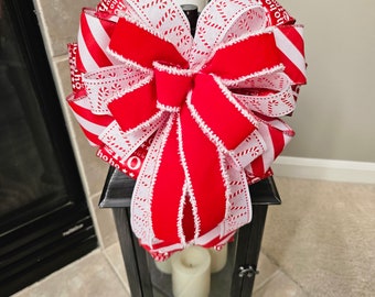 Christmas Bow, Christmas Wreath Bow, Lantern Bow, Christmas Tree Topper, Door Hanger Bow, Mailbox Bow, Christmas Decoration