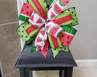 Watermelon Wreath Bow, Summer Wreath Bow, Lantern Bow, Door Hanger Bow, Decorative Bow, Watermelon Decor, Porch Decor, Mailbox Bow