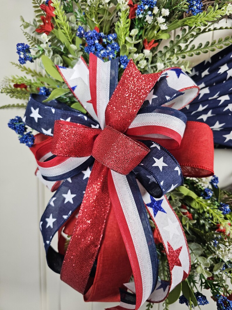 American Flag Wreath, 4th of July Wreath, Patriotic Summer Wreath, Red ...