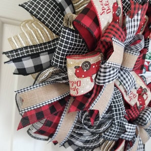 Red Truck Wreath, Deco Mesh Christmas Wreath, Buffalo Plaid Wreath, Farmhouse Christmas Wreath, Holiday Wreath, Country Christmas, Red Truck image 5