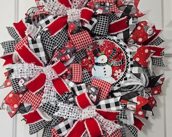 Snowman Wreath, Winter Wreaths for Front Door, Deco Mesh Wreath, Christmas Wreath, Front Door Decor, Holiday Wreath