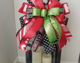 Christmas Bow, Christmas Tree Bow, Lantern Bow, Bow for Wreath, Christmas Tree Bow, Christmas Decoration, Door Hanger Bow, Bow for Gift