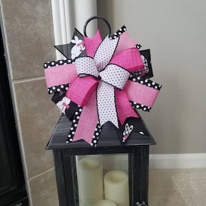 Handmade Easter Bow, Buffalo Check Bunny, Pink Polka Dot Ribbon