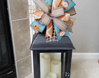 Handmade Fall Wreath Bow, Scarecrow Wired Ribbon Decor