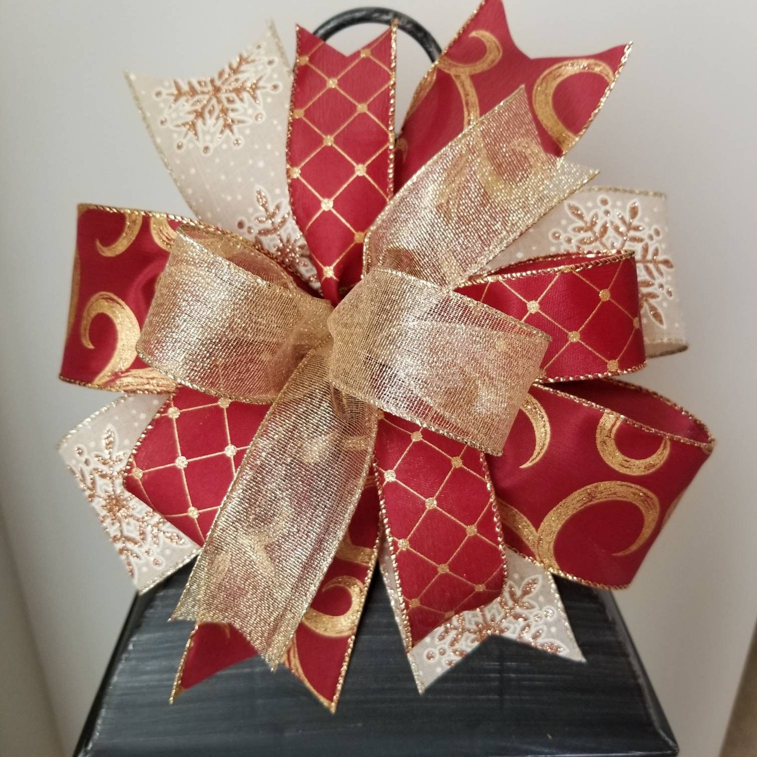 Red Bow with Gold Trim 12