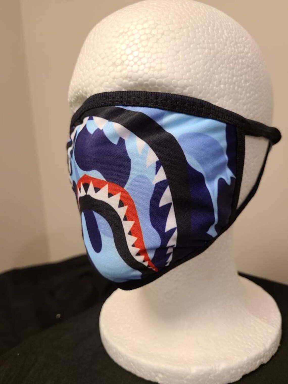 Rep Yo Squad Blue Camo Shark Bite face mask face covering