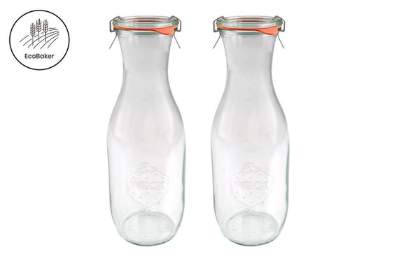 2x WECK 766 1062ml Juice Glass Jar Including Glass Lid, Seal & Clamps For,  Preserving, Canning, Storage, Crafts, Wine Bottle, Table Water 