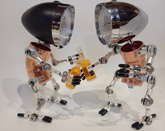 Steampunk Robot Decor | Metal Robot Lamp | Retro Robot Sculpture | Steampunk Furniture Decoration