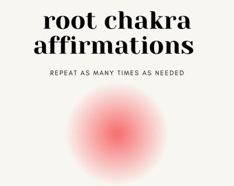 May include: A red and white gradient background with black text that reads "root chakra affirmations" and "REPEAT AS MANY TIMES AS NEEDED". The text below reads "I AM SAFE", "I DESERVE TO FEEL SAFE", "I AM SUPPORTED", "I AM WORTHY OF SUPPORT", "I AM CONNECTED TO MY BODY", "I AM HOME IN MY BODY", "I TRUST THE UNIVERSE TO GUIDE ME", "I HAVE A RIGHT TO BE HERE", "I HAVE ACCESS TO ALL THE RESOURCES I NEED TO SURVIVE AND THRIVE", "I AM EQUIPPED WITH THE TOOLS I NEED TO SUCCEED".