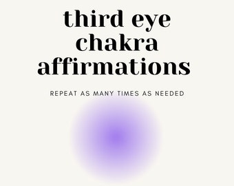 May include: A purple and white image with the text "third eye chakra affirmations" and the text "REPEAT AS MANY TIMES AS NEEDED". The text below the image reads "I AM CONNECTED TO MY HIGHER POWER I AM CONNECTED TO MY INNER GUIDANCE AND TRUST MY INTUITION I SEEK TO UNDERSTAND AND LEARN FROM THE EXPERIENCES OF MY LIFE I AM THE OBSERVER OF MY LIFE I AM THE SOURCE OF MY TRUTH I LIVE IN ALIGNMENT WITH MY AUTHENTIC SELF I CHOOSE TO TAP INTO MY INNER WISDOM I AM AN EXTENSION OF THE UNIVERSE I AM ABUNDANT MY TRUE POWER LIES IN THE PRESENT MOMENT".