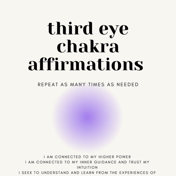 Third Eye Chakra Affirmations - Digital Download, Chakra guide, Chakra healing