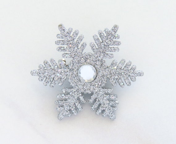 Hallmark Snowflake Brooch, Vintage Pin, Glitter, … - image 1