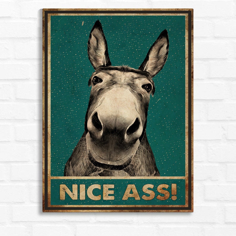 Nice Ass Donkey Canvas, Donkey Bathroom Print, Bathroom Wall Art, Donkey Bathroom Signs, Donkey Lover Gifts, Funny Donkey Toilet Decor 