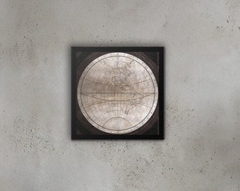 Vintage Steampunk Map - Western Hemisphere Reproduction Fine Art Printed on Canvas