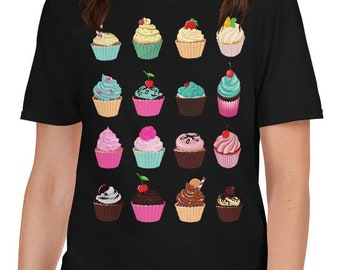 Colorful Cupcakes T-Shirt: Fun Foodie Shirt for Women